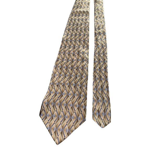 Stafford Mens Tie Brown Blue Diamond Pattern Wide Necktie - Picture 1 of 5